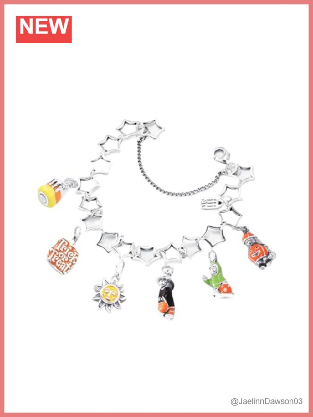 S925 Sterling Silver Halloween Charm Bracelet Set with Pumpkin and Trick or